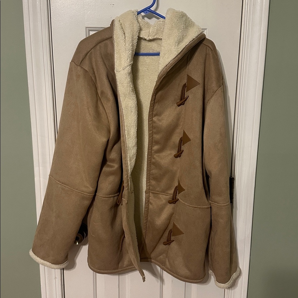 Women's Tan Shearling Coat XXL - Picture 4 of 6